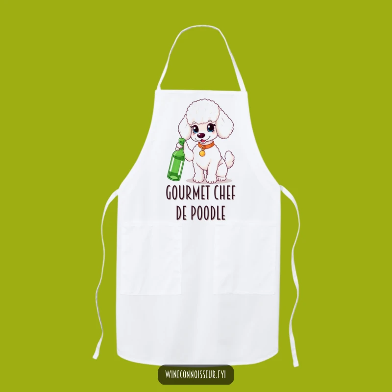 Chic Funny White Poodle Apron - Stylish Kitchen Wear for the Sophisticated Cook