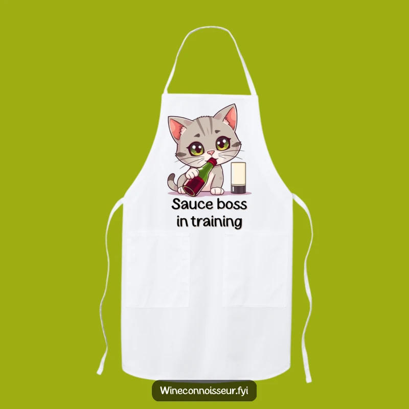 Funny Curious Cat Wine Apron - Kitchen Intrigue Perfect Funny Gift