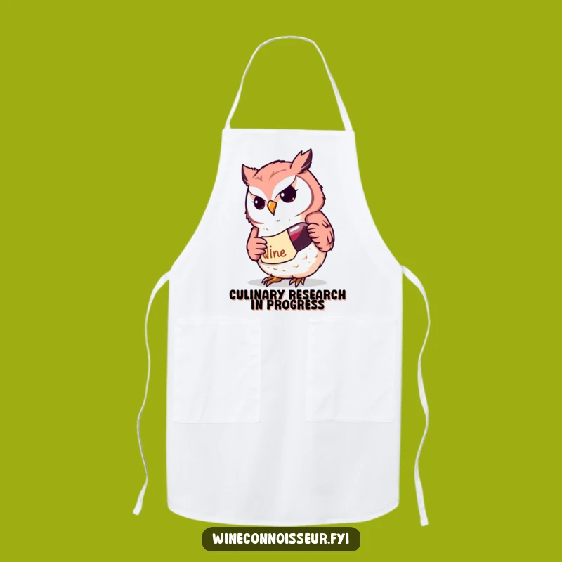 Funny Kawaii Owl Wine Apron: Determined Chef Character, Intellectual Kitchen Gift