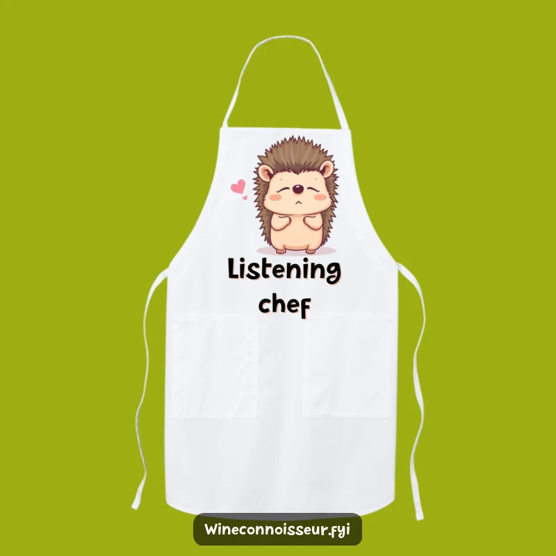 Funny Listening Hedgehog Apron: Cook with Attention, Wonderful Funny Gift