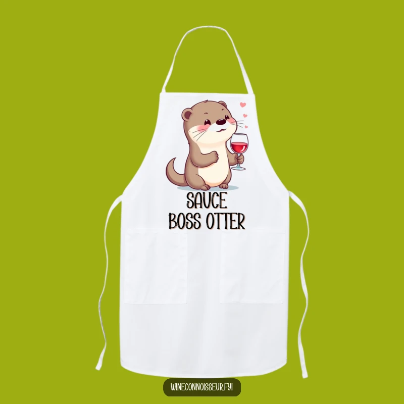 Funny Otter Wine Apron: Kitchen Elegance Kawaii, Perfect Chef Gift
