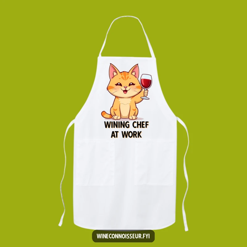 Kitchen Funny Orange Tabby Cat Wine Apron - Protect Your Clothes with Feline and Vino Flair