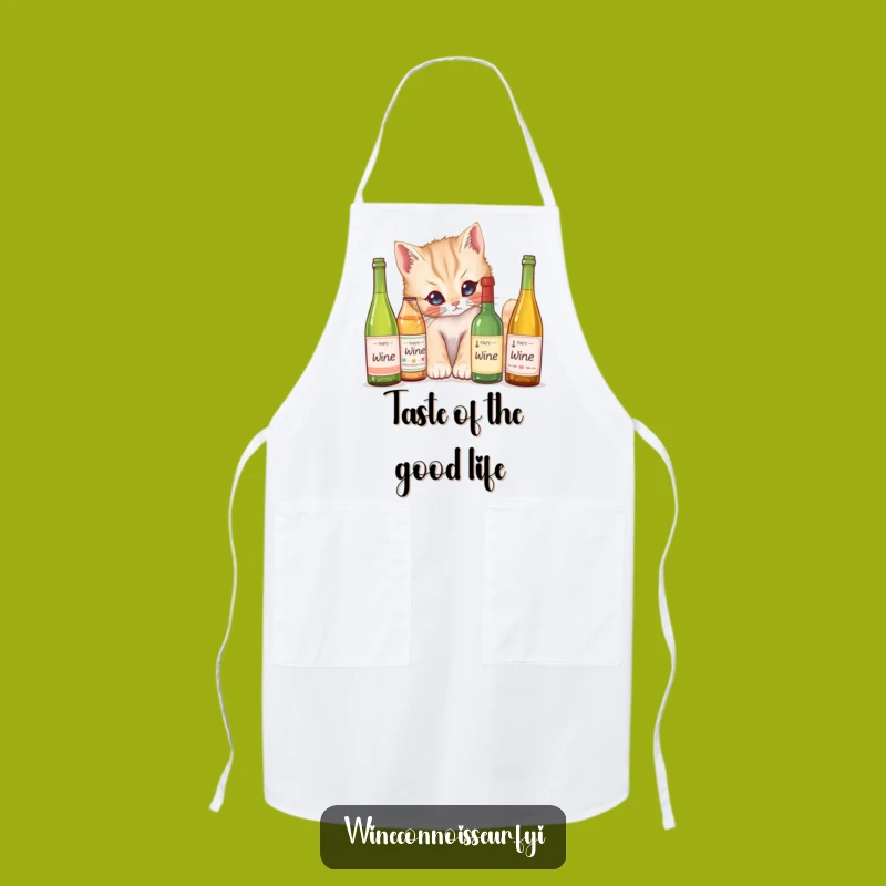 Funny Kitten Wine Labels Apron - Playful Kitchen Style for a Hilarious Funny Gift