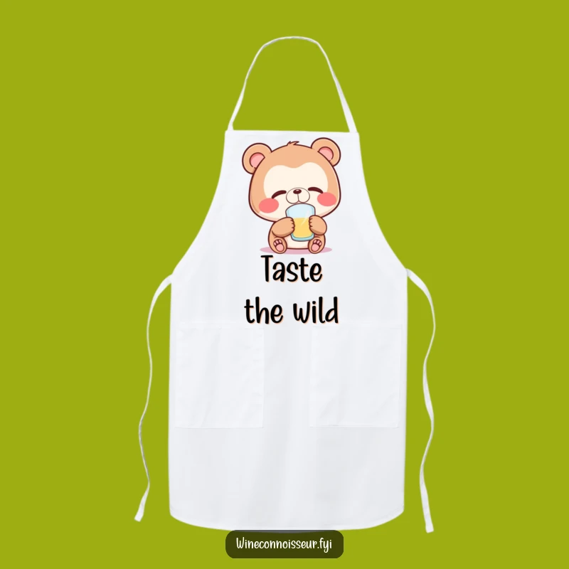 Funny Bear Sipping Apron - Kitchen Relaxation Wear, Chef Gift