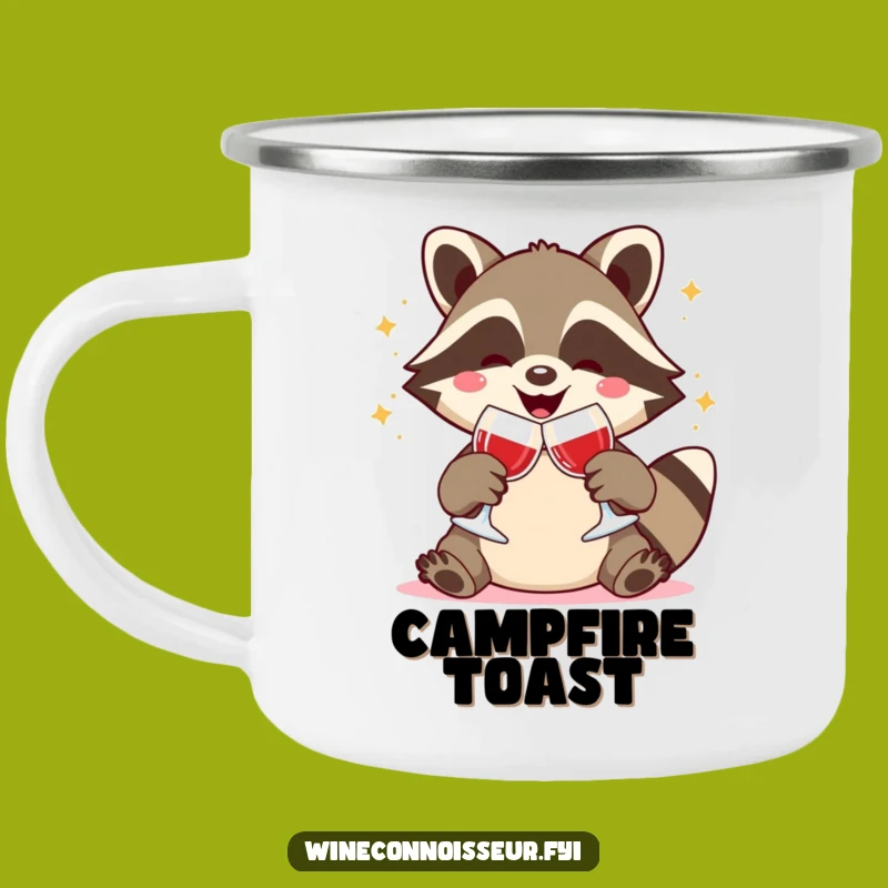 Funny Kawaii Raccoon Wine Toast Camping Mug: Cheers Outdoors, Great Gift