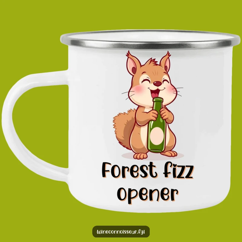Funny Squirrel Bottle Camping Mug: Excited Outdoor Uncorking Humor Gift