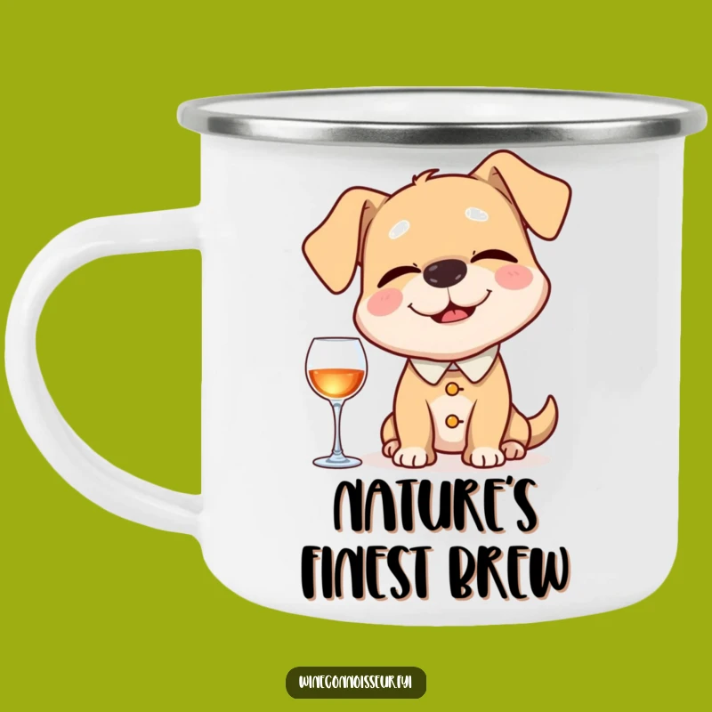 Funny Dog Sommelier Camp Mug: Happy Pup Sips Outdoors, Perfect Funny Gift