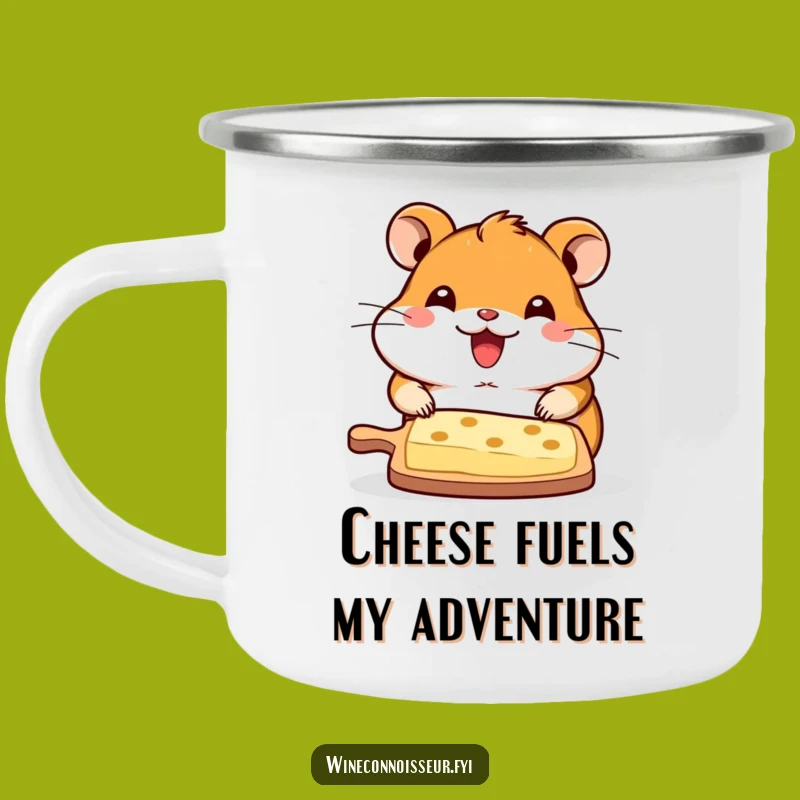 Funny Kawaii Hamster Cheese Board Camping Mug - Outdoor Humor for Adventurous Souls