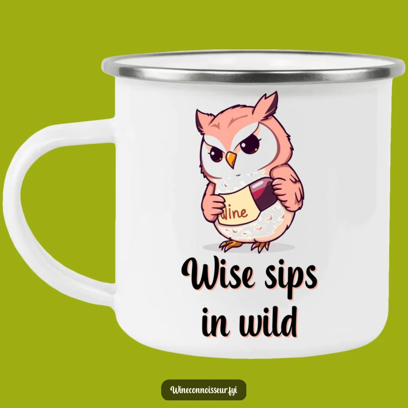 Funny Kawaii Owl Wine Camping Mug: Determined Scholar, Intellectual Outdoor Gift