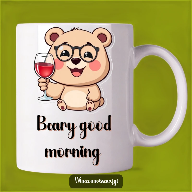 Funny Bear Monocle Mug: Happy Sipper with Wine Glass Gift