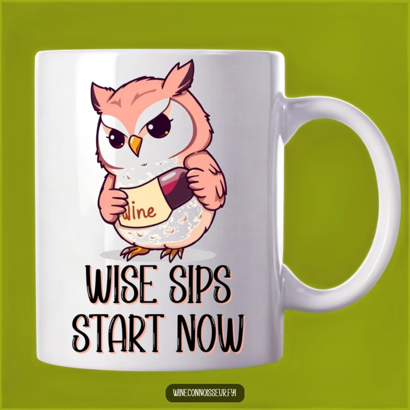 Funny Kawaii Owl Wine Mug: Determined Scholar Character, Intrigued Humorous Gift