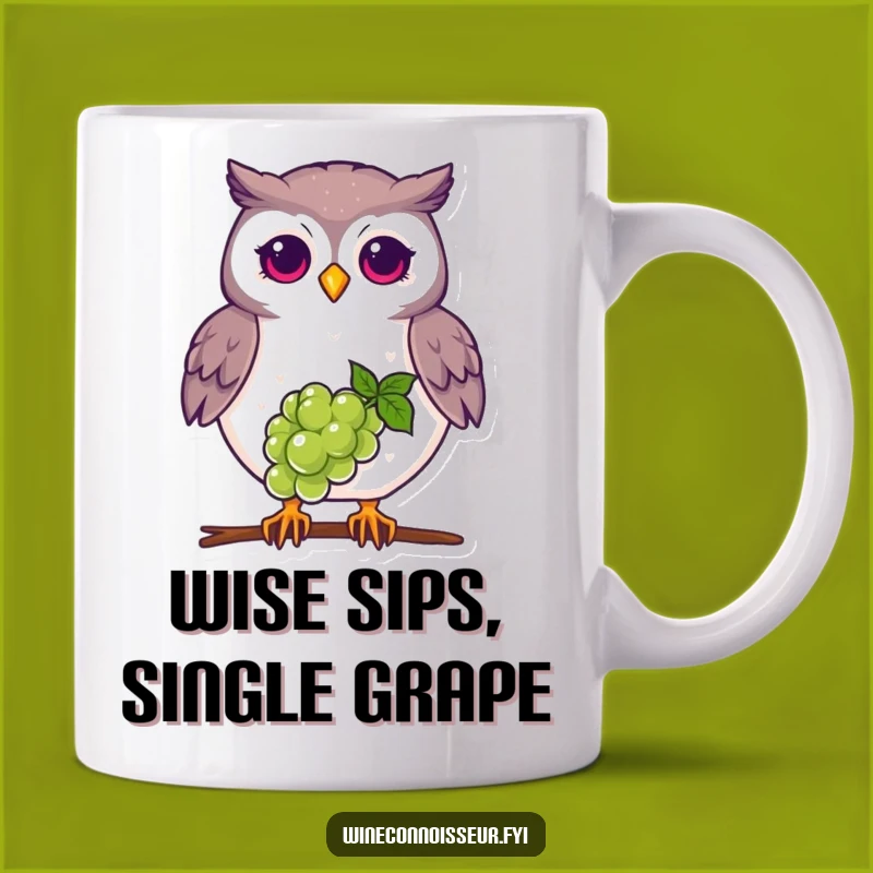 Funny Proud Owl Mug - Grape Balancing Beak Bird Gift