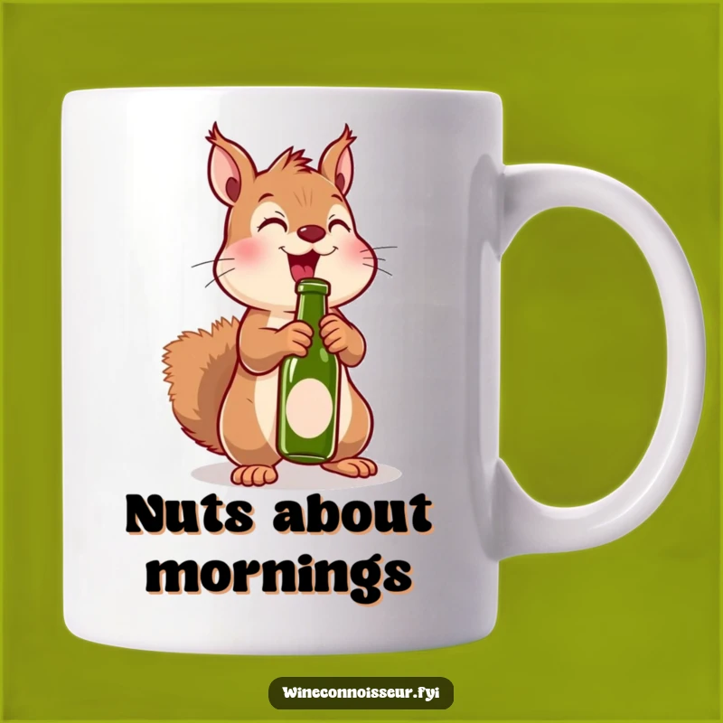 Funny Squirrel Bottle Mug: Excited Uncorking Humor Gift for Nutty Friends