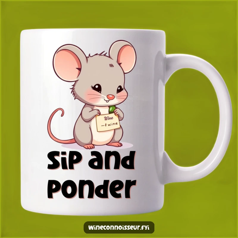 Funny Wine Mouse Mug: Contemplative Character Gift for Drinkers