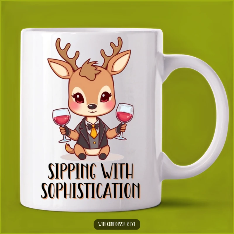 Funny Deer Wine Lover Mug: Elegant Humor for a Sophisticated Drinker