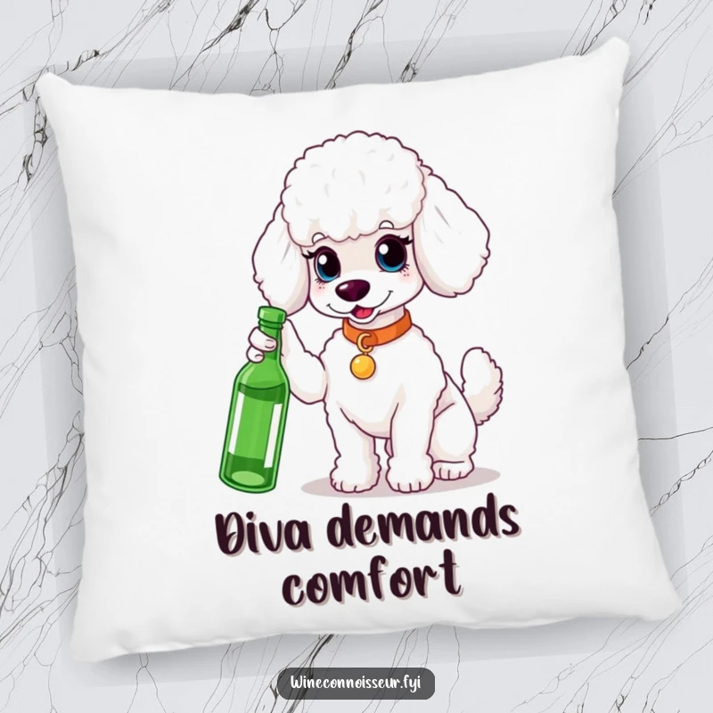 Funny white poodle pillow, elegant and plush, perfect for sofas, adds a touch of class, a charming funny gift.