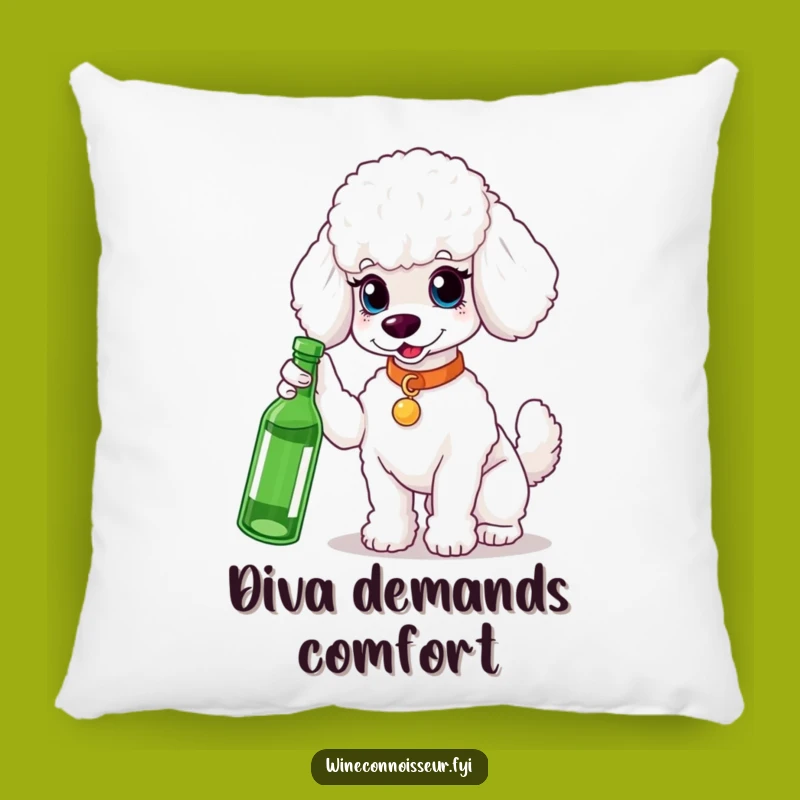 Luxurious Funny White Poodle Pillow - Chic Accent for a Cozy, Elegant Home