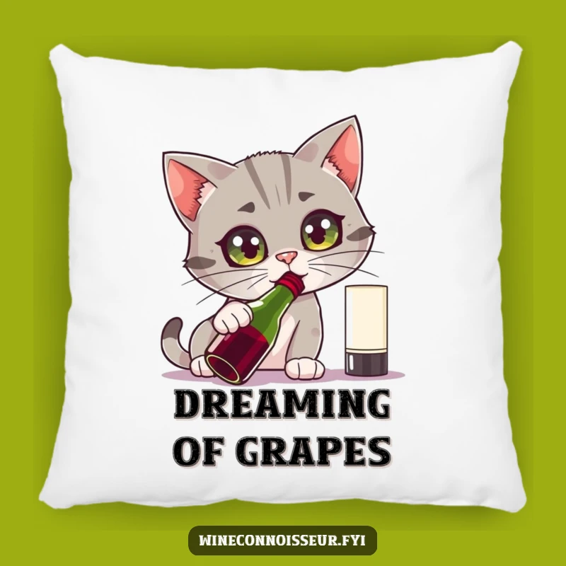 Funny Curious Cat Wine Pillow - Cozy Curiosity Perfect Funny Gift