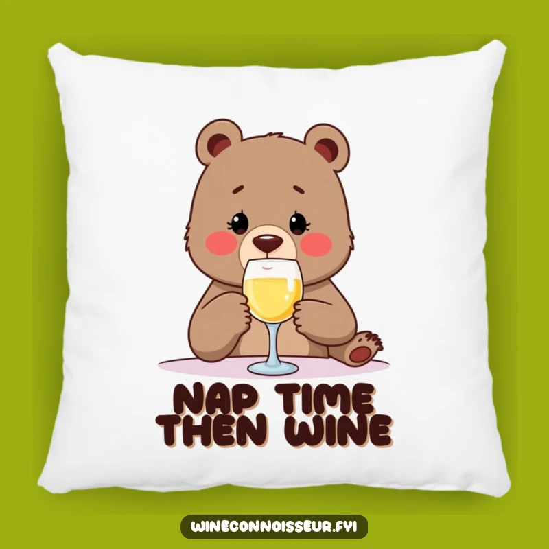 Funny Bear Wine Tasting Pillow - Cozy & Hilarious Sip Cushion Gift