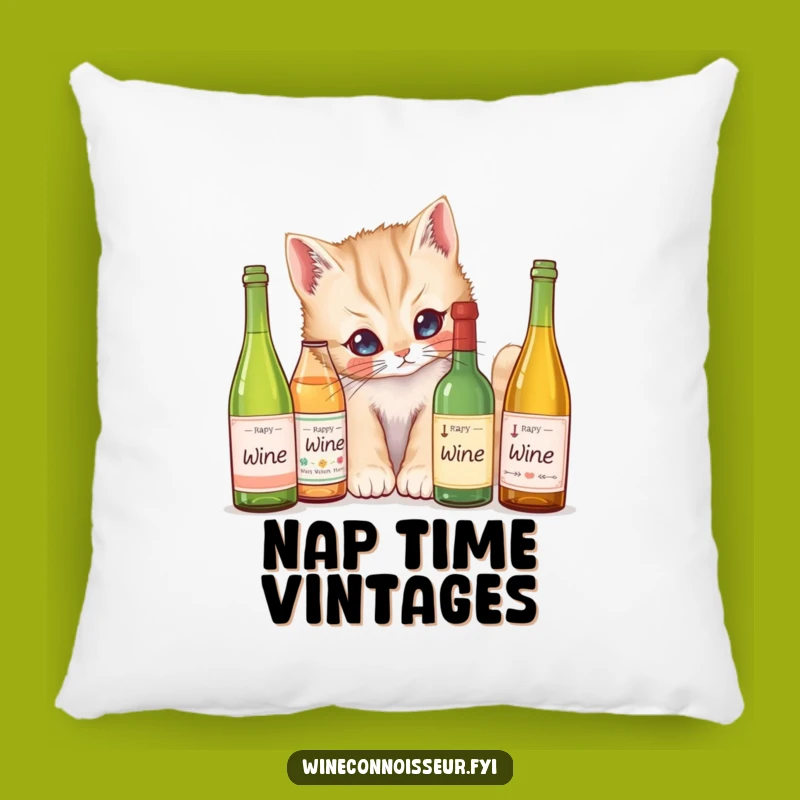 Funny Kitten Wine Labels Pillow - Cozy Comfort with a Curious Feline Funny Gift