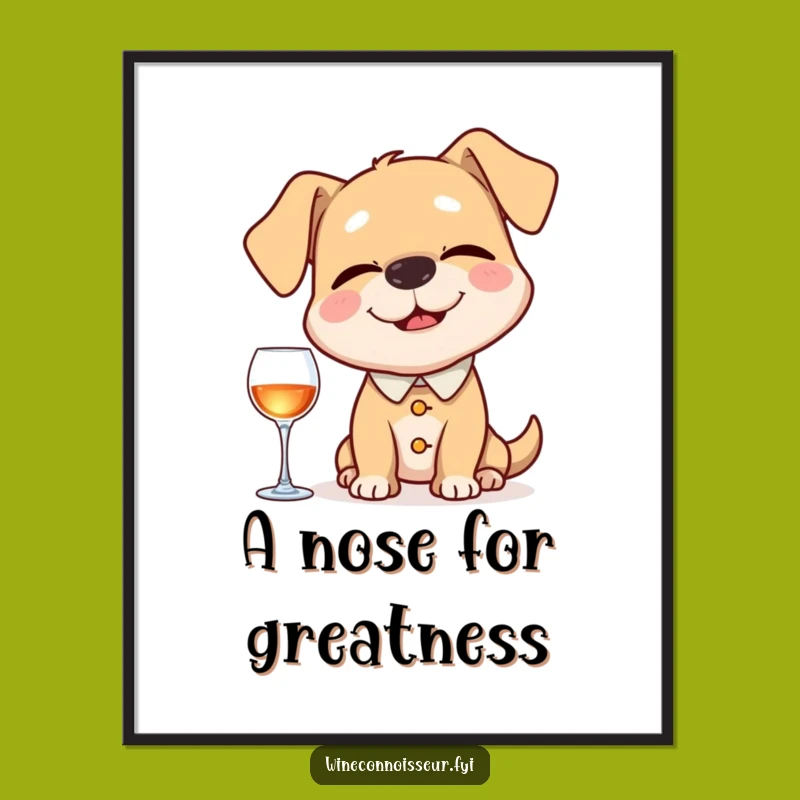Funny Dog Sommelier Digital Art: Happy Pup’s Aroma Study, Instant Humor & Funny Gift