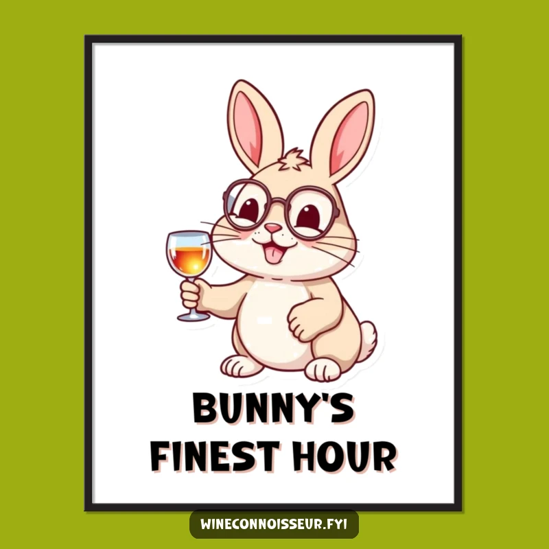 Funny Monocle Rabbit Digital Art, Instant Elegant Wall Decor Print Gift