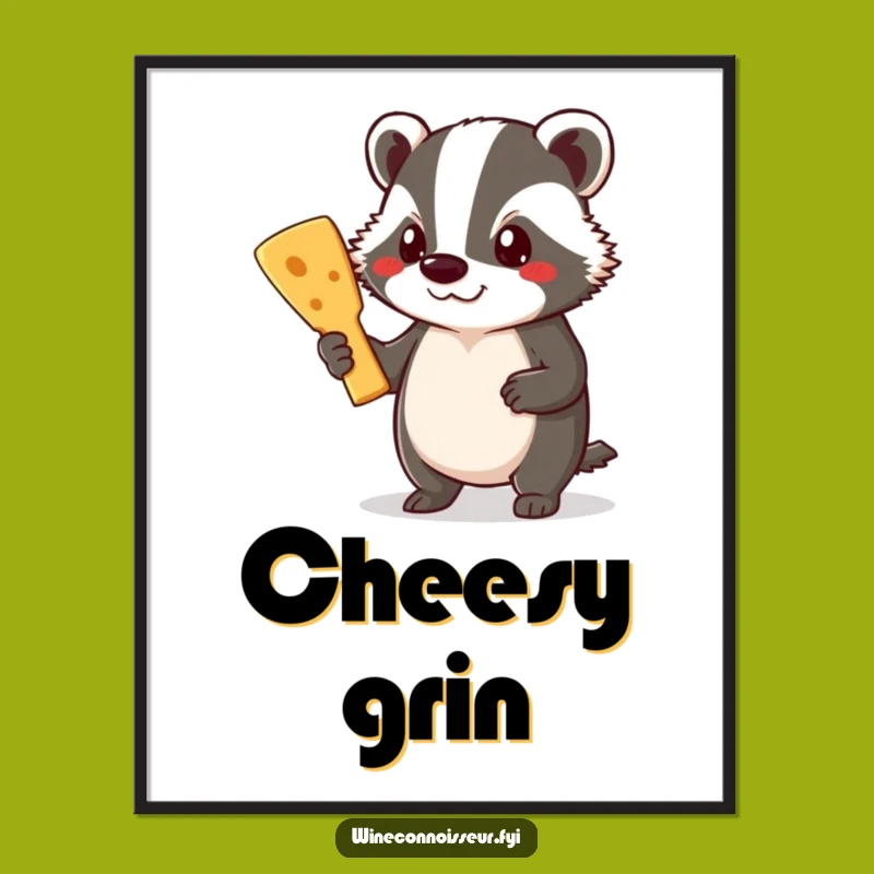 Funny Badger Cheese Digital Print: Instant Gourmet Art for Your Walls