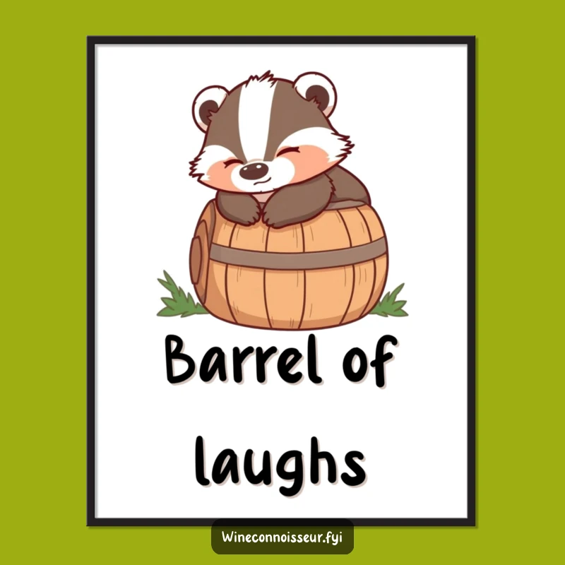 Funny Badger Barrel Digital Art: Wise Relaxation For Instant Peace!