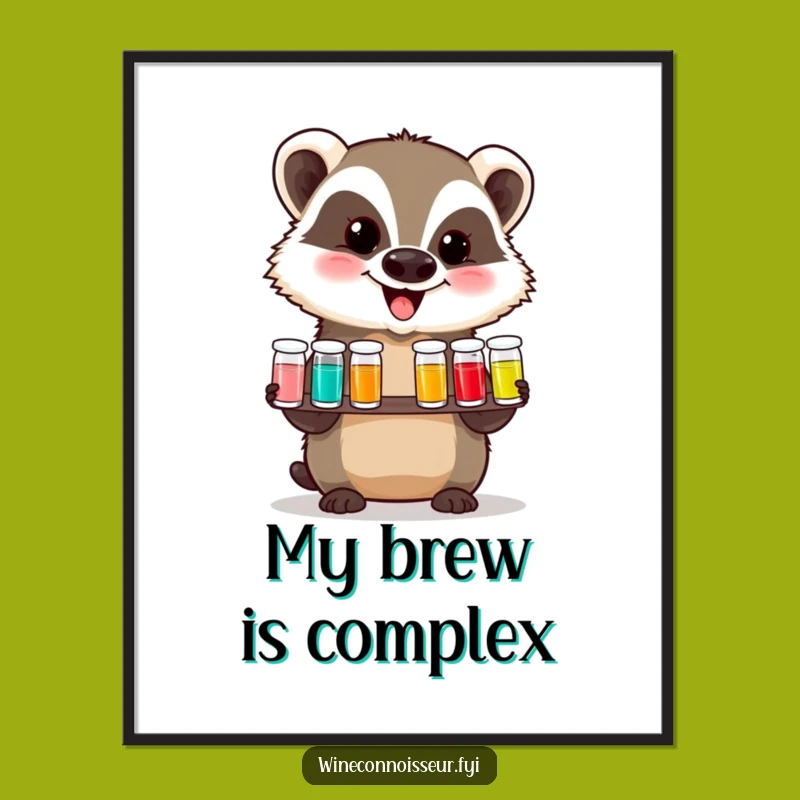 Funny Badger Tasting Flight Digital Print: Instant Joyful Animal Art