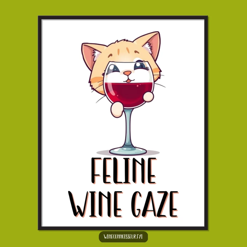 Funny Cat Wine Digital Print: Instant Feline Intrigue Art!