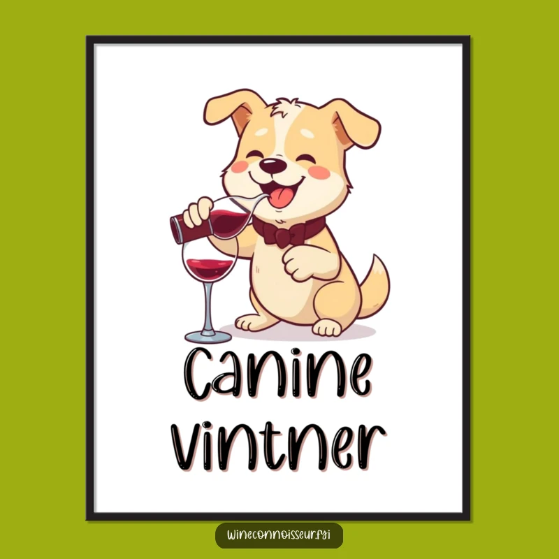 Funny Dog Wine Decanter Digital Art: Cheerful Print Gift