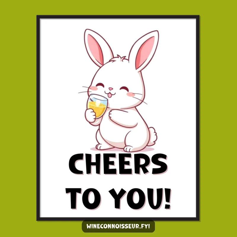 Funny Kawaii Rabbit Art Print: Instant Cuteness for Your Digital Space