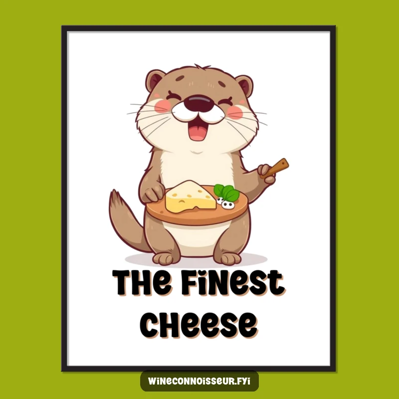 Funny Otter Cheese Art Print - Hilarious Digital Gift for Walls