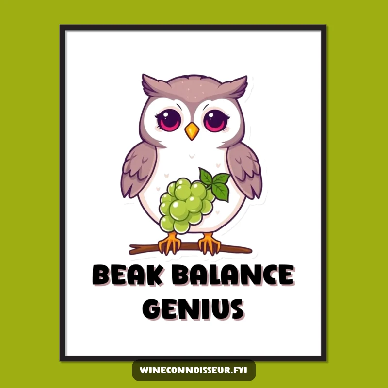 Funny Proud Owl Digital Art - Grape Beak Balancing Download Gift