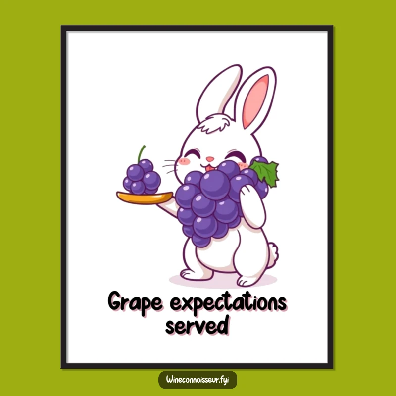 Funny Rabbit Presentation Digital Art: Perfect Grape Delivery, Instant Charm & Funny Gift