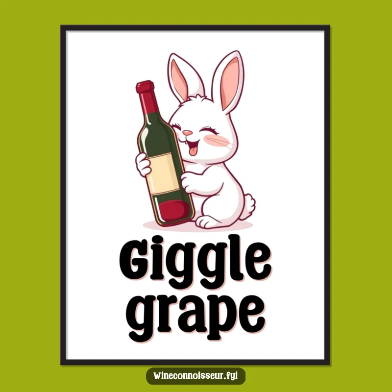Funny Rabbit Wine Digital Art: Whimsical Print Gift