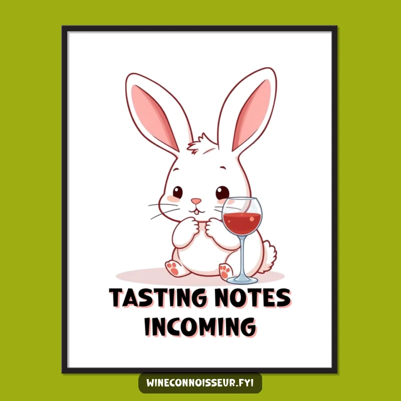 Instant Funny Kawaii Rabbit Wine Pairing Digital Print - Artful & Hilarious Decor