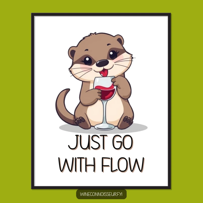 Funny Otter Wine Art Print: Instant Playful Charm for Your Digital Space