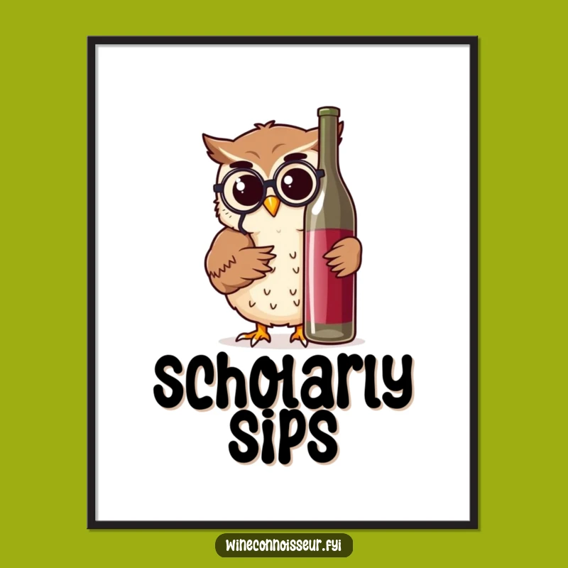 Funny Owl Wine Art Print - Instant Download, Whimsical Decor, Perfect Humorous Gift