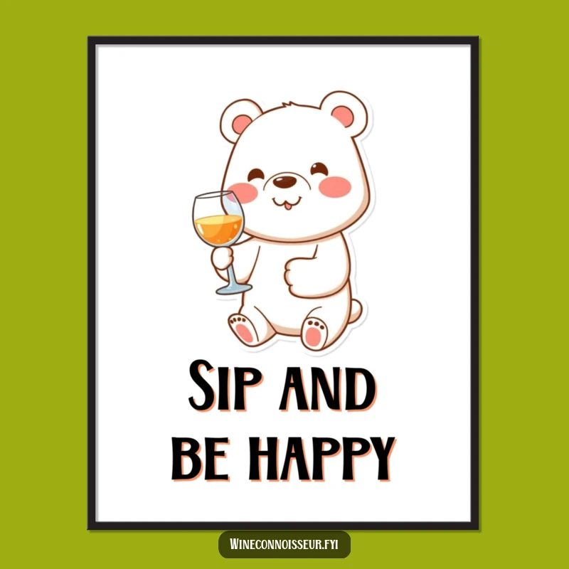 Funny Bear Wine Lover Print: Instant Happiness for Your Digital Space
