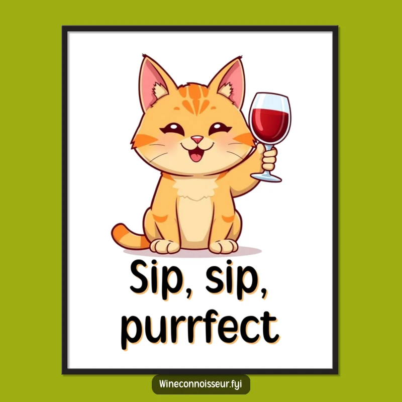 Instant Download Funny Orange Tabby Cat Wine Art - Printable Decor for a Humorous Home