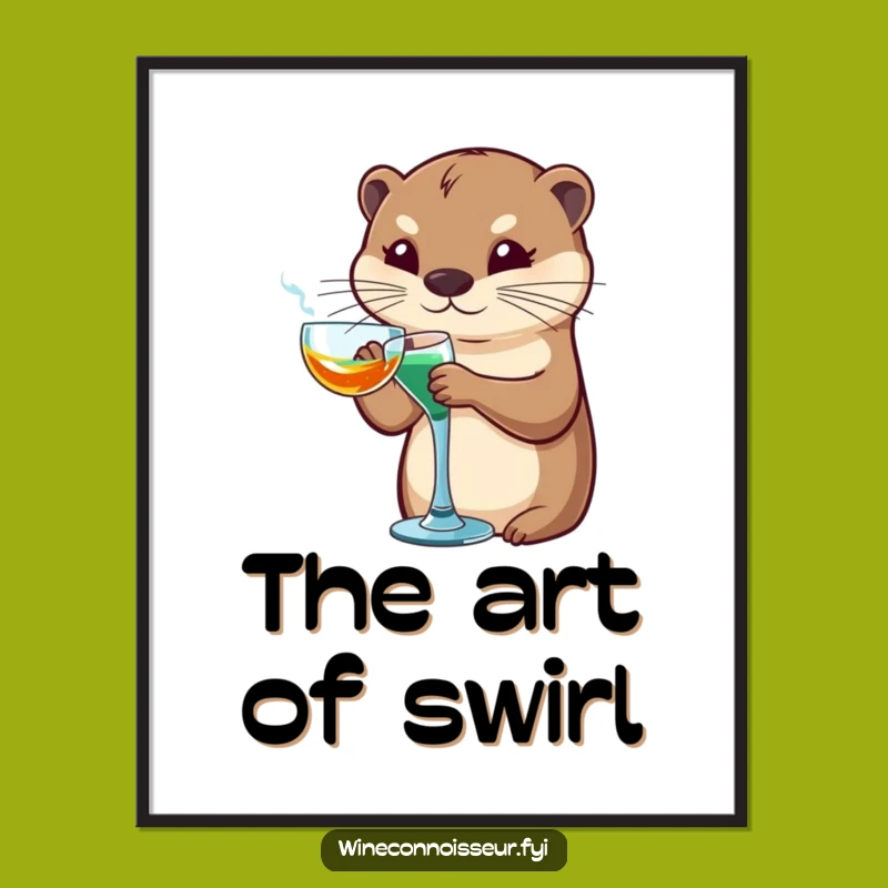 Funny Otter Swirling Digital Art - Sophisticated Otter Print