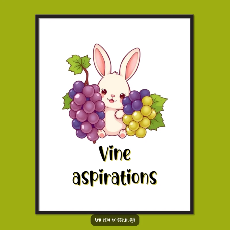 Funny Rabbit Grape Peek Digital Art: Instant Humor for Your Walls