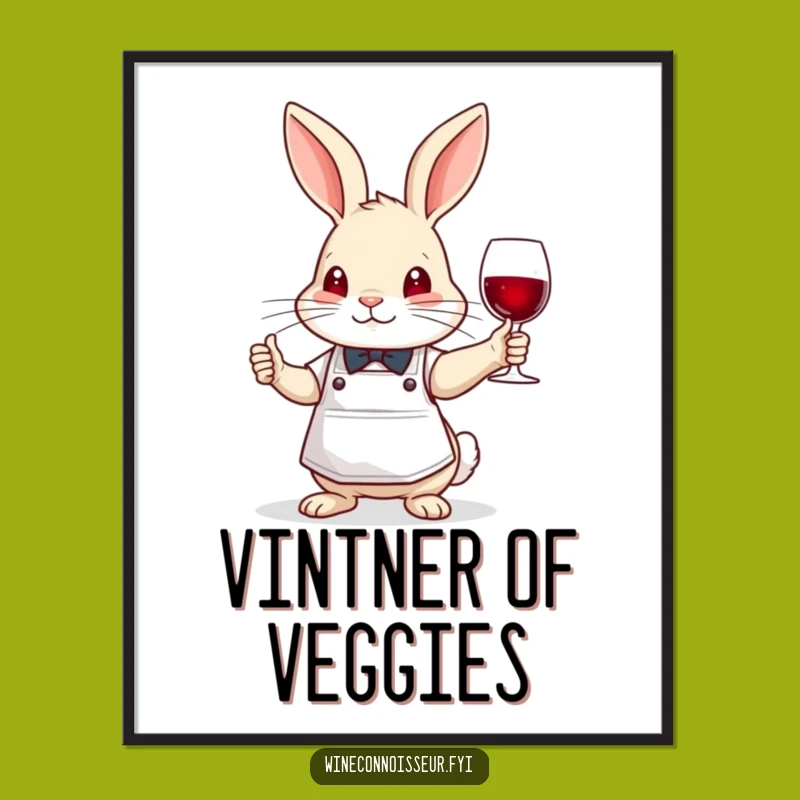 Funny Brave Rabbit Sommelier Digital Art - Bunny Wine Taster Download Gift