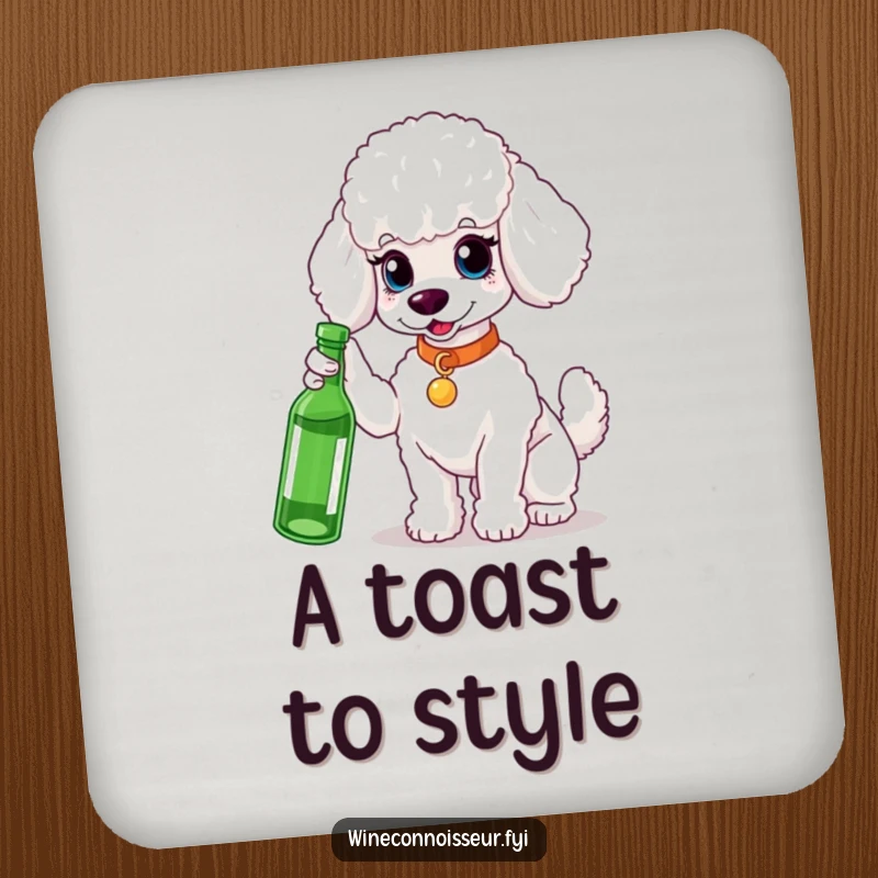 Funny white poodle coasters, elegant design, protecting tables, adds class, a sophisticated funny gift.