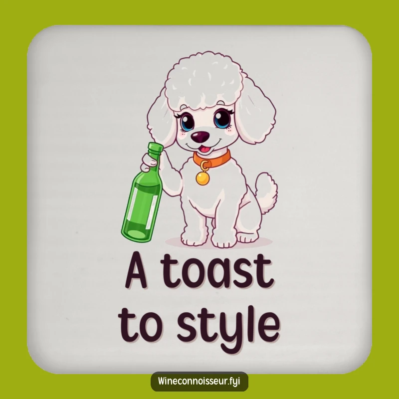 Set of Funny White Poodle Coasters - Protect Surfaces with Posh Pet Elegance