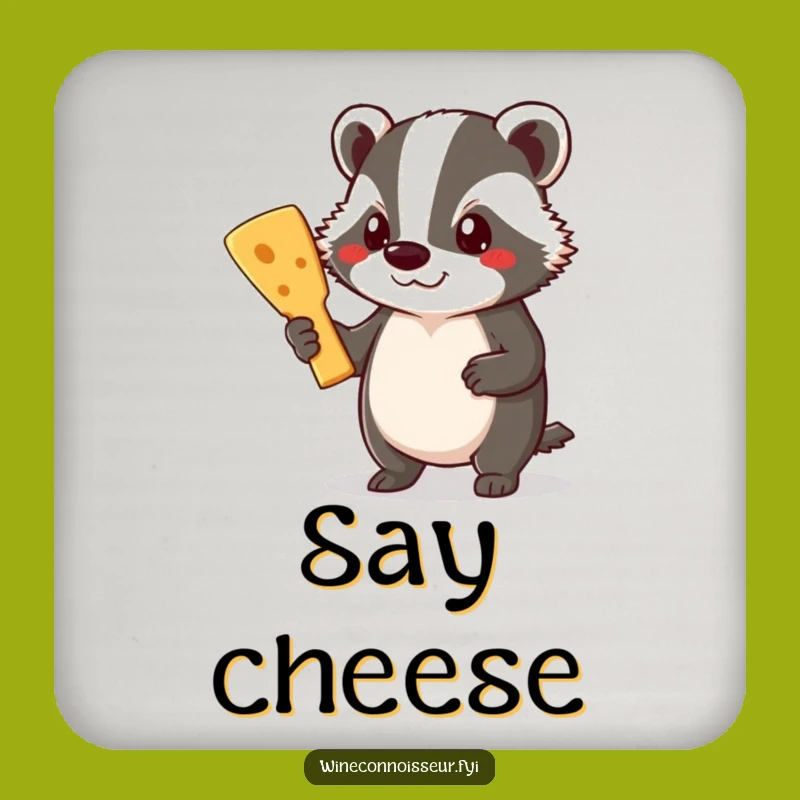 Funny Badger Cheese Coaster Set: Protect Your Table with Gourmet Flair