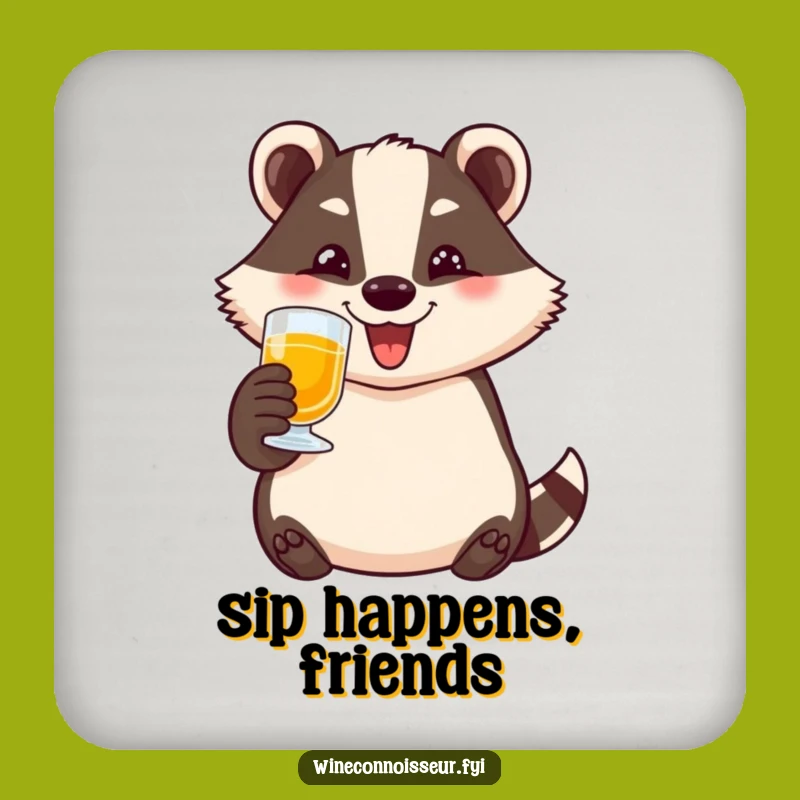 Funny Badger Toasting Drink Coaster: Protect Surfaces with Humorous Flair