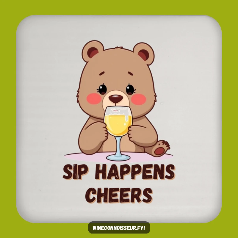 Funny Bear Wine Tasting Coaster - Hilarious Sip Protector for Tables