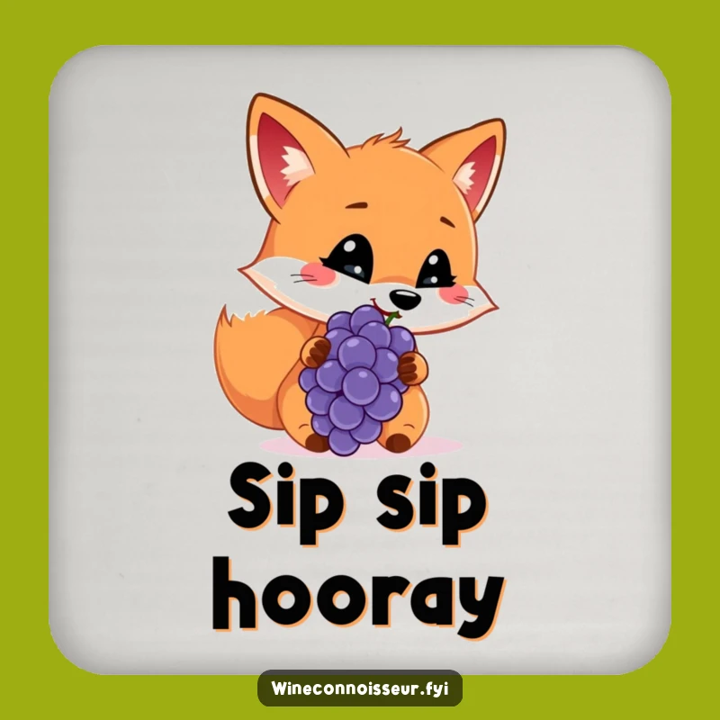 Funny Fox Grape Drink Coaster: Protect Surfaces with Discerning Art